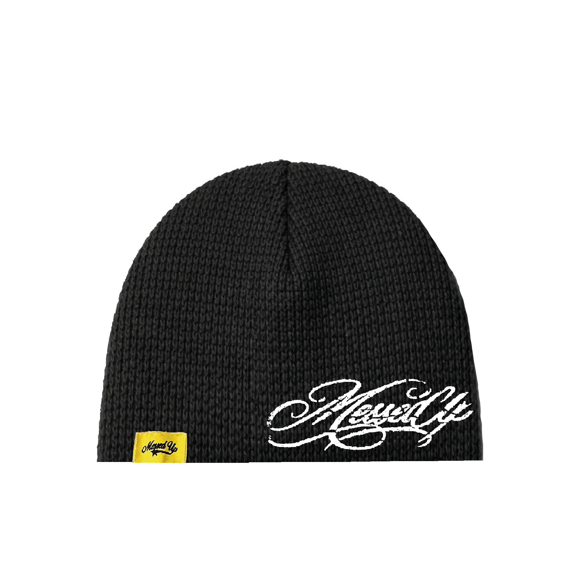 WAFFLE KNIT SCRIPT SKULLY BLACK