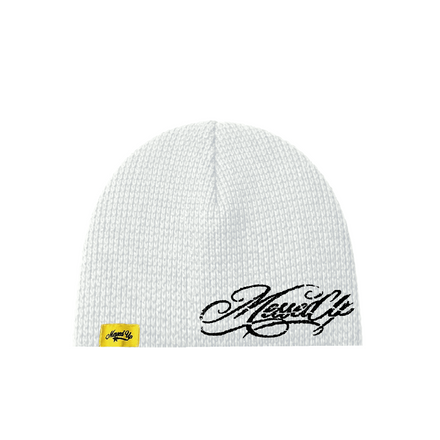 WAFFLE KNIT SCRIPT SKULLY WHITE