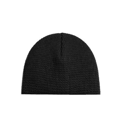 WAFFLE KNIT SCRIPT SKULLY BLACK